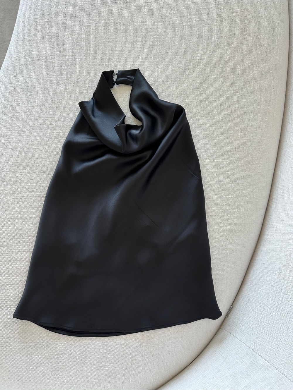 Zara Black Satin Halter Neck Blouse